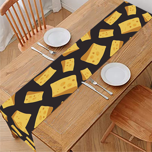 Black Cheese And Holes Pattern Print Table Runner