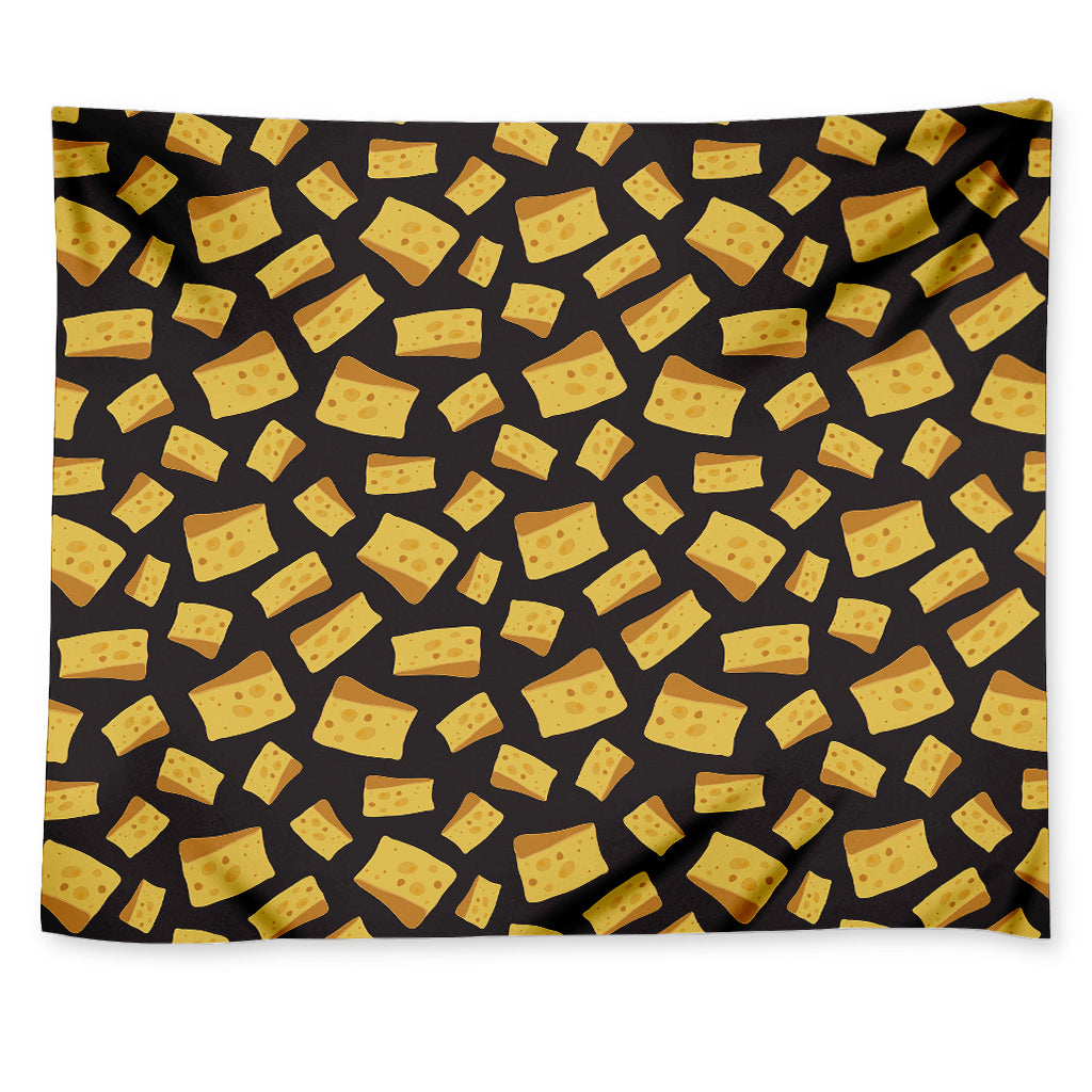 Black Cheese And Holes Pattern Print Tapestry