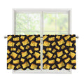 Black Cheese And Holes Pattern Print Tier Curtains