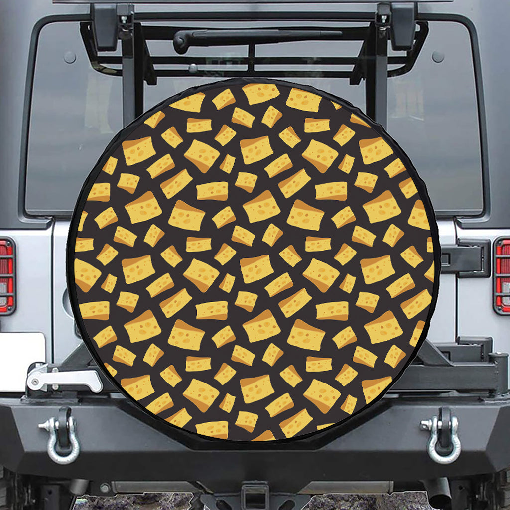 Black Cheese And Holes Pattern Print Tire Cover