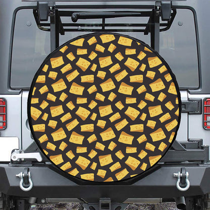 Black Cheese And Holes Pattern Print Tire Cover