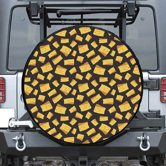 Black Cheese And Holes Pattern Print Tire Cover