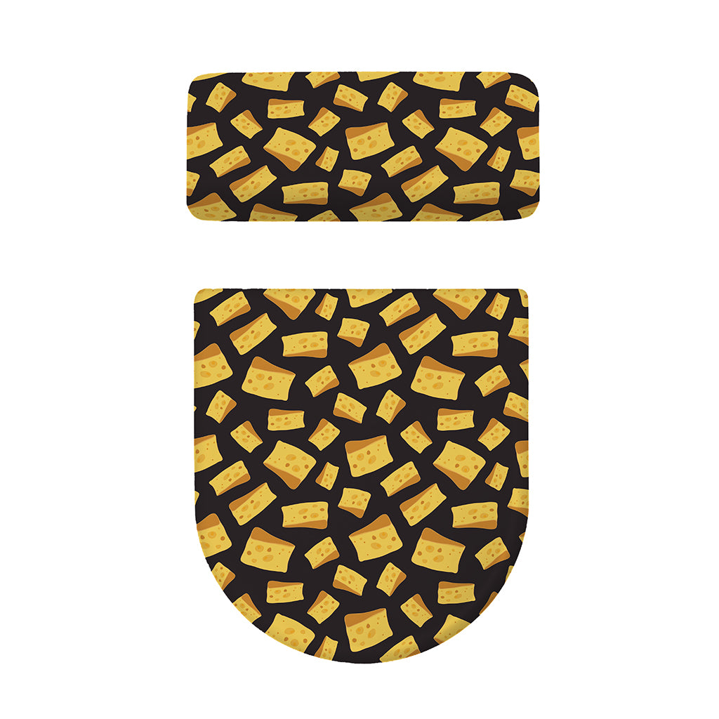 Black Cheese And Holes Pattern Print Toilet Lid And Tank Cover Set