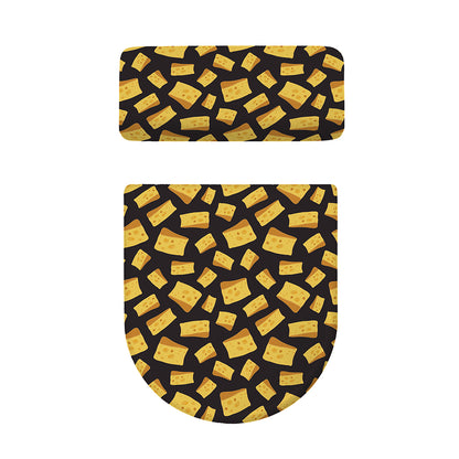 Black Cheese And Holes Pattern Print Toilet Lid And Tank Cover Set