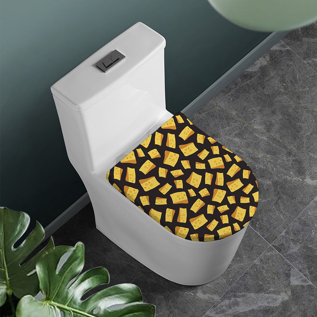 Black Cheese And Holes Pattern Print Toilet Lid Cover