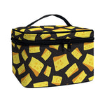 Black Cheese And Holes Pattern Print Travel Makeup Bag