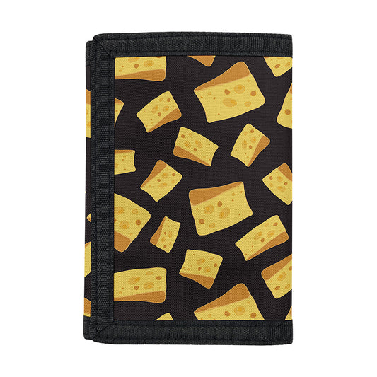 Black Cheese And Holes Pattern Print Trifold Wallet