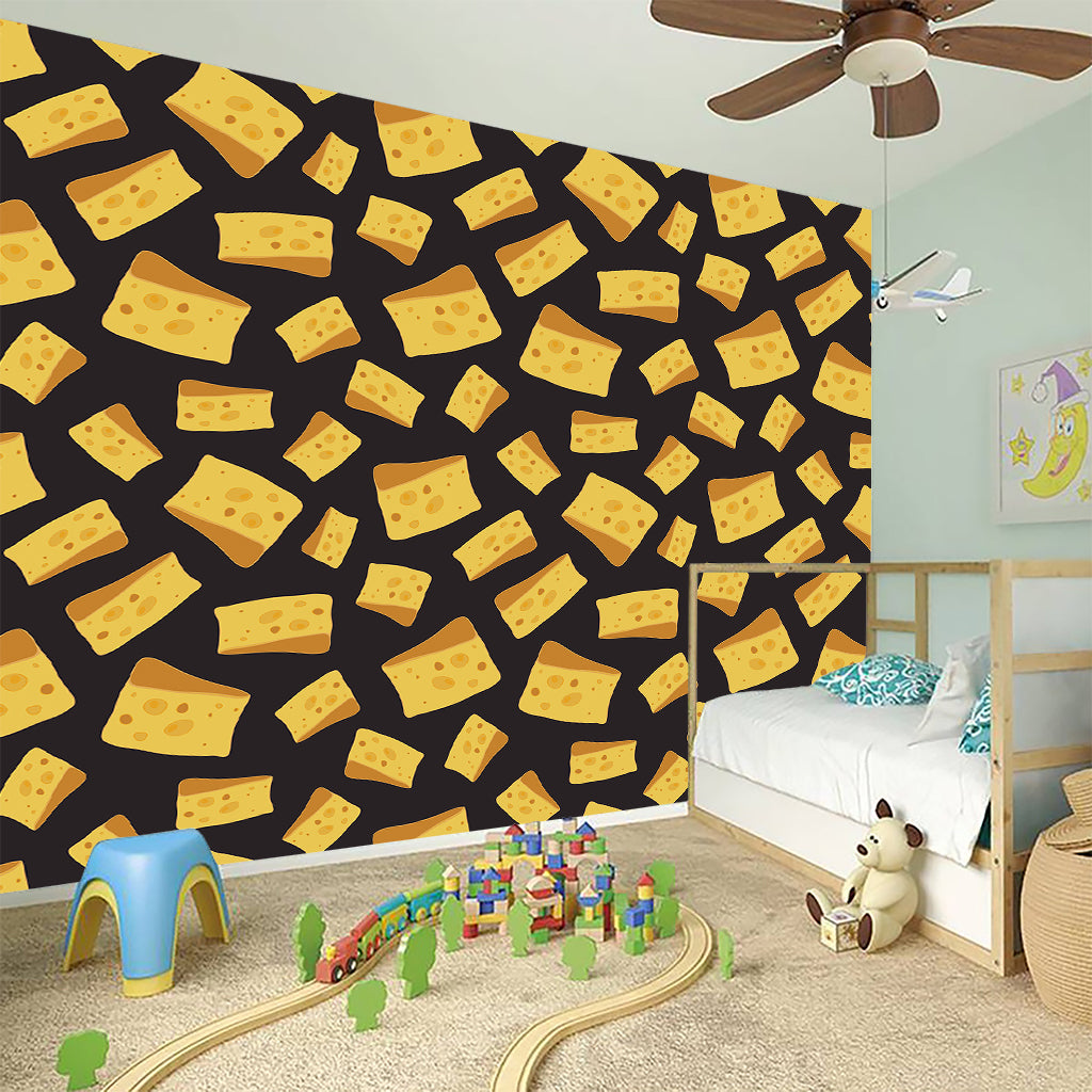 Black Cheese And Holes Pattern Print Wall Sticker