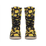 Black Cheese And Holes Pattern Print Winter Boots