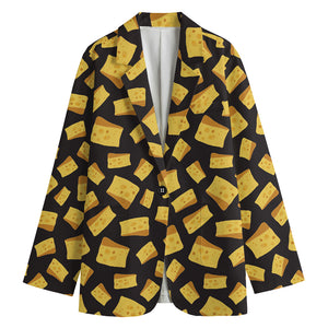 Black Cheese And Holes Pattern Print Women's Blazer