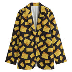 Black Cheese And Holes Pattern Print Women's Cotton Blazer