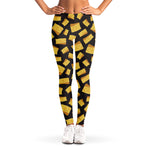 Black Cheese And Holes Pattern Print Women's Leggings