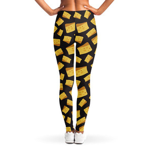 Black Cheese And Holes Pattern Print Women's Leggings