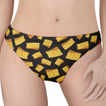 Black Cheese And Holes Pattern Print Women's Thong