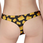 Black Cheese And Holes Pattern Print Women's Thong