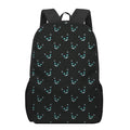 Black Cheshire Cat Pattern Print 17 Inch Backpack