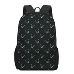Black Cheshire Cat Pattern Print 17 Inch Backpack