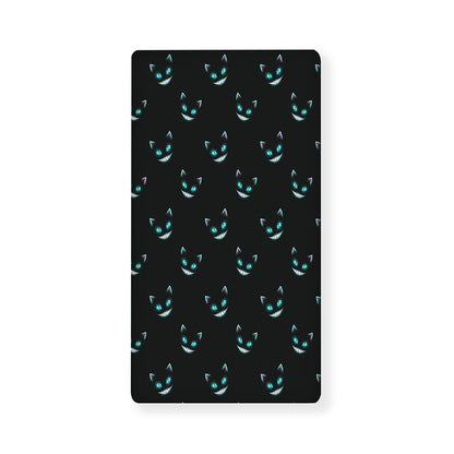 Black Cheshire Cat Pattern Print Baby Crib Sheet