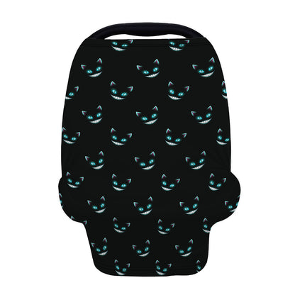 Black Cheshire Cat Pattern Print Baby Seat Cover