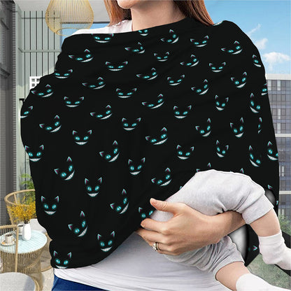 Black Cheshire Cat Pattern Print Baby Seat Cover