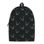 Black Cheshire Cat Pattern Print Backpack