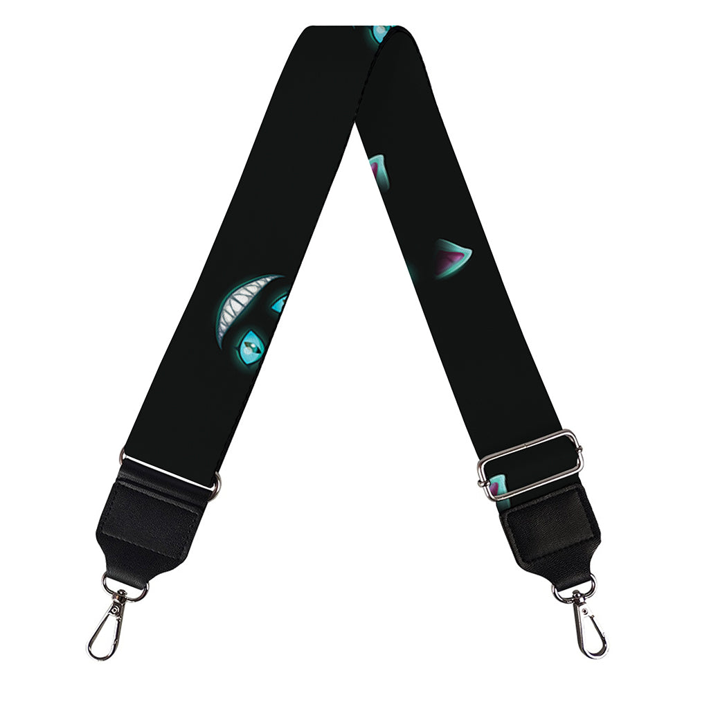 Black Cheshire Cat Pattern Print Bag Strap