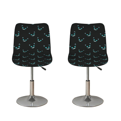 Black Cheshire Cat Pattern Print Bar Stool Covers