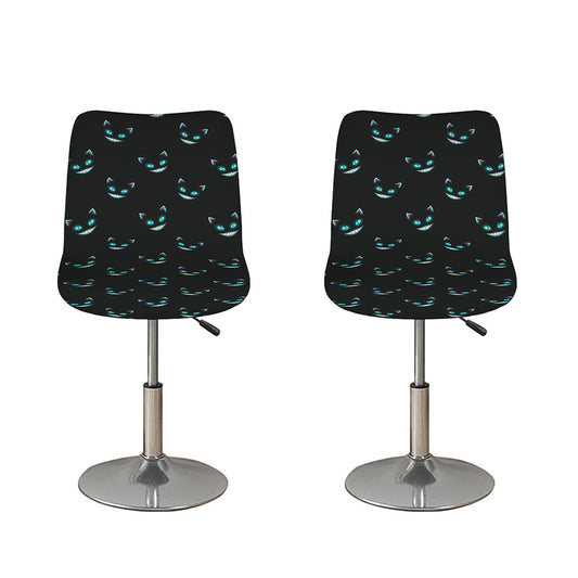 Black Cheshire Cat Pattern Print Bar Stool Covers