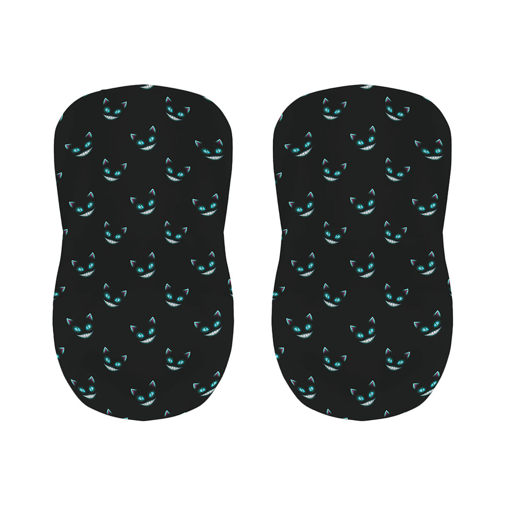 Black Cheshire Cat Pattern Print Bar Stool Covers