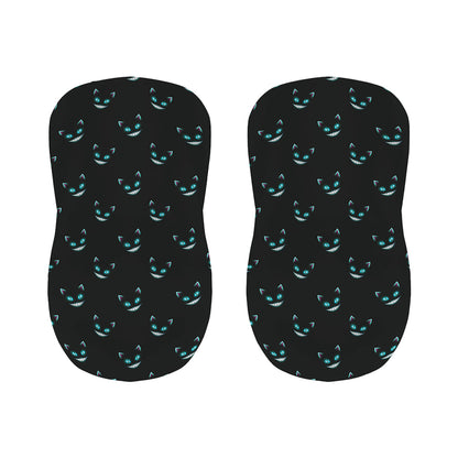 Black Cheshire Cat Pattern Print Bar Stool Covers