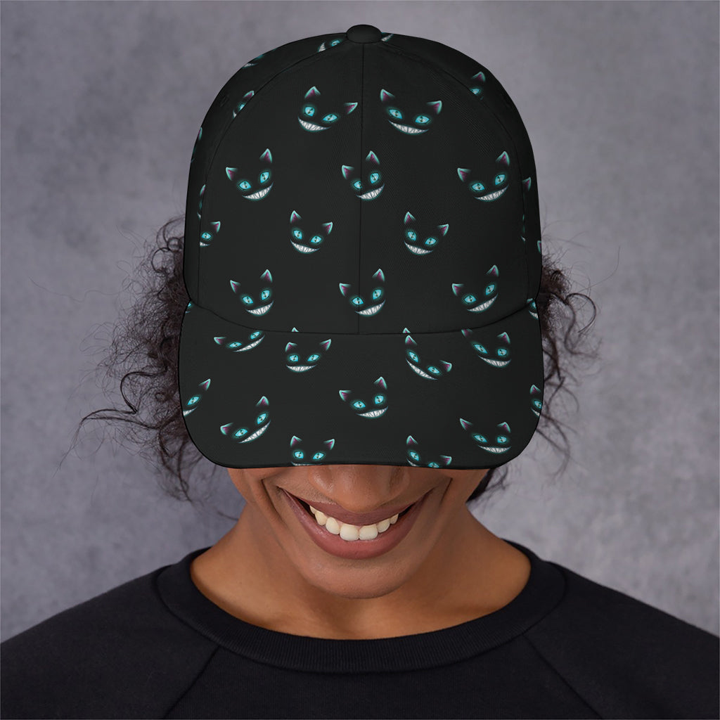 Black Cheshire Cat Pattern Print Baseball Cap
