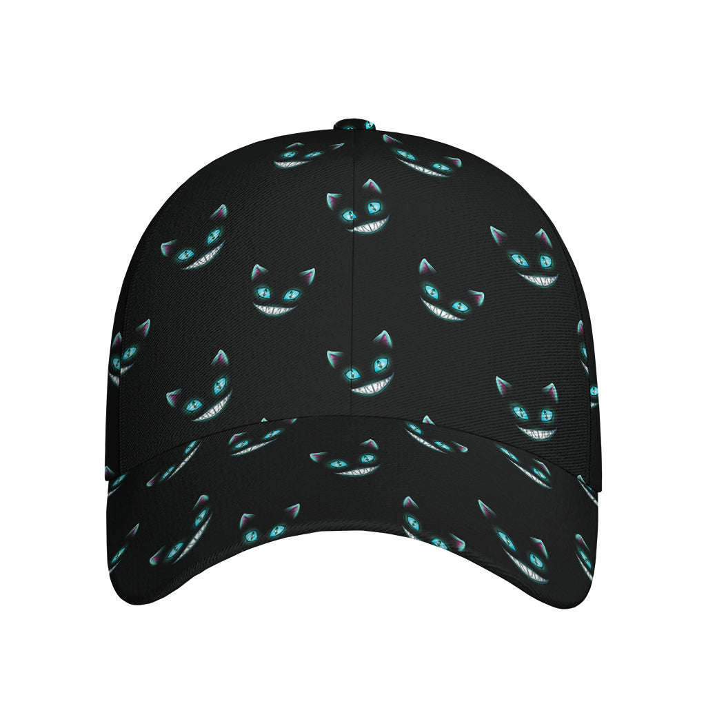 Black Cheshire Cat Pattern Print Baseball Cap