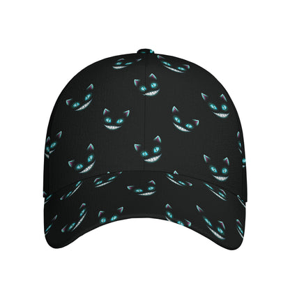 Black Cheshire Cat Pattern Print Baseball Cap