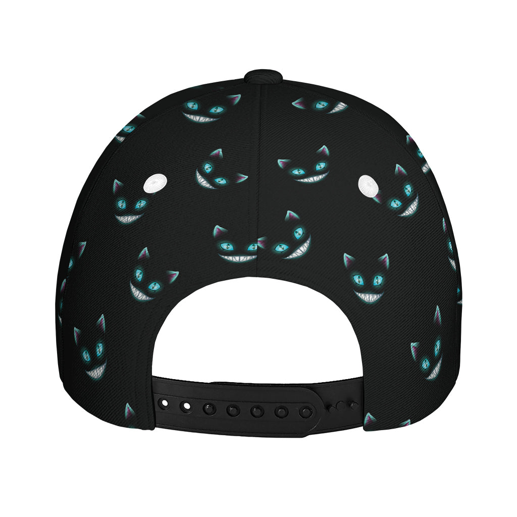 Black Cheshire Cat Pattern Print Baseball Cap