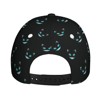 Black Cheshire Cat Pattern Print Baseball Cap