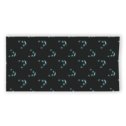 Black Cheshire Cat Pattern Print Beach Towel