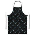 Black Cheshire Cat Pattern Print Bib Apron With Pocket