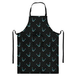 Black Cheshire Cat Pattern Print Bib Apron With Pocket