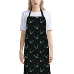 Black Cheshire Cat Pattern Print Bib Apron With Pocket