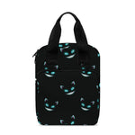 Black Cheshire Cat Pattern Print Bible Tote Bag