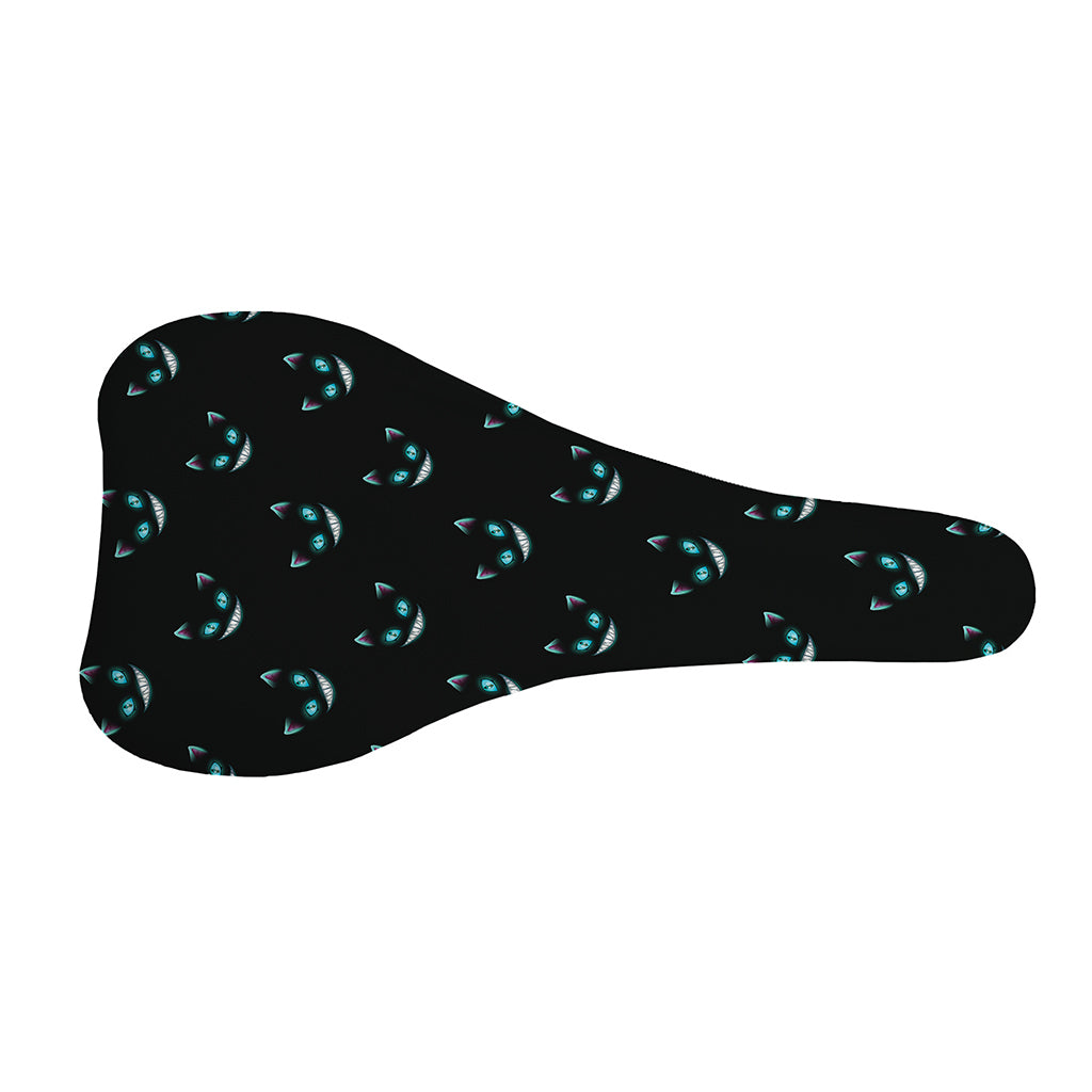Black Cheshire Cat Pattern Print Bicycle Seat Cover