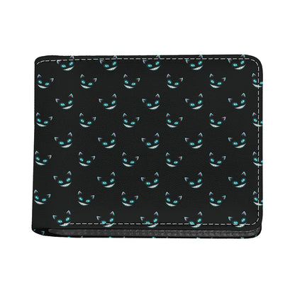 Black Cheshire Cat Pattern Print Bifold Wallet