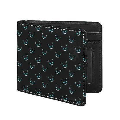 Black Cheshire Cat Pattern Print Bifold Wallet