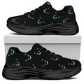 Black Cheshire Cat Pattern Print Black Chunky Shoes