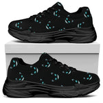 Black Cheshire Cat Pattern Print Black Chunky Shoes