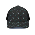 Black Cheshire Cat Pattern Print Black Mesh Trucker Hat