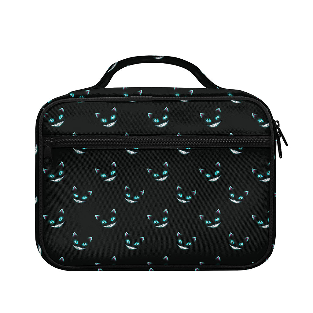 Black Cheshire Cat Pattern Print Briefcase Bible Bag