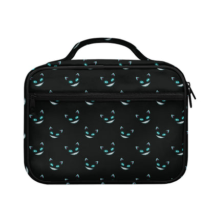 Black Cheshire Cat Pattern Print Briefcase Bible Bag
