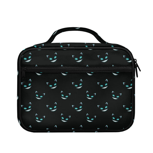 Black Cheshire Cat Pattern Print Briefcase Bible Bag