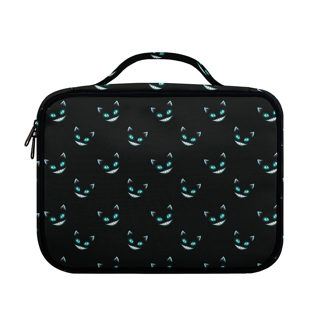 Black Cheshire Cat Pattern Print Briefcase Bible Bag